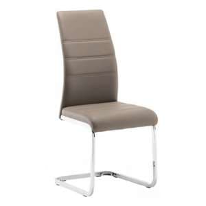 Sako Faux Leather Dining Chair In Taupe - UK