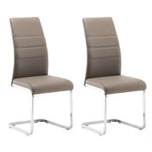 Sako Taupe Faux Leather Dining Chair In A Pair - UK