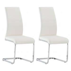 Sako White Faux Leather Dining Chair In A Pair - UK