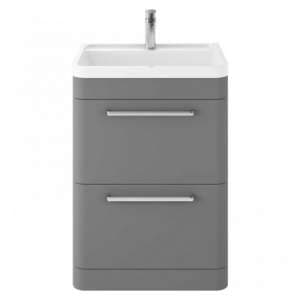 Solaria 60cm Vanity Unit With Polymarble Basin In Cool Grey - UK