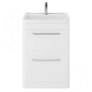 Solaria 60cm Vanity Unit With Polymarble Basin In Pure White - UK