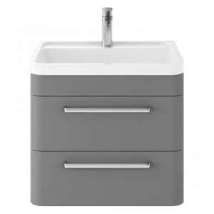 Solaria 60cm Wall Vanity With Polymarble Basin In Cool Grey - UK