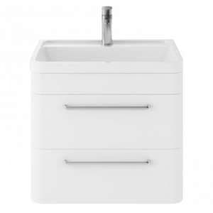 Solaria 60cm Wall Vanity With Polymarble Basin In Pure White - UK