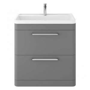 Solaria 80cm Vanity Unit With Polymarble Basin In Cool Grey - UK