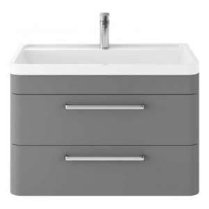 Solaria 80cm Wall Vanity With Polymarble Basin In Cool Grey - UK