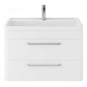Solaria 80cm Wall Vanity With Polymarble Basin In Pure White - UK