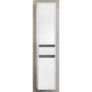 Solet Bathroom Wall Hung Tall Storage Cabinet In White Gloss - UK