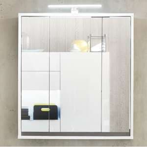 Solet LED Bathroom Mirrored Cabinet In White High Gloss - UK