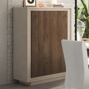 Soller Wooden Highboard With 2 Doors In Cashmere And Walnut - UK