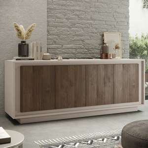 Soller Wooden Sideboard With 4 Doors In Cashmere And Walnut - UK