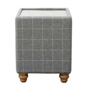 Solna Glass Top Leather And Wool Side Table In Grey