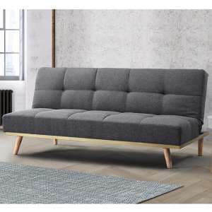 Soren Fabric Sofa Bed In Grey With Wooden Legs