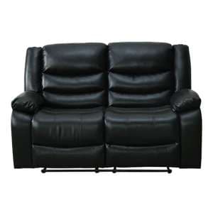 Sorreno Bonded Leather Recliner 2 Seater Sofa In Black