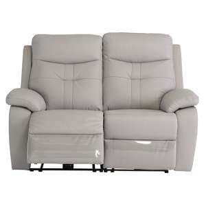 Sotra Fabric Electric Recliner 2 Seater Sofa In Light Grey