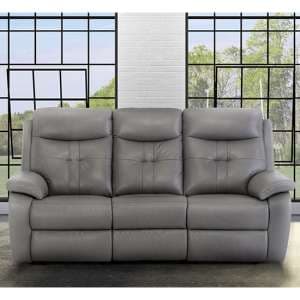 Sotra Faux Leather Electric Recliner 3 Seater Sofa In Grey