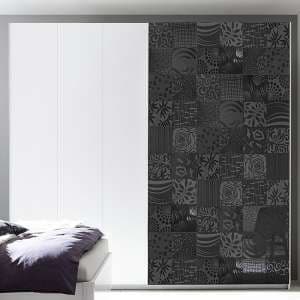 Soxa Serigraphed Wooden Sliding Door Wardrobe In Grey