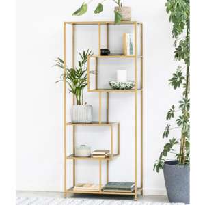 Sparks Ash Black Wooden 5 Shelves Display Stand In Gold Frame