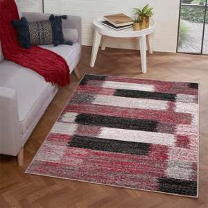 Spirit 160x230cm Mosaic Design Rug In Red And Grey