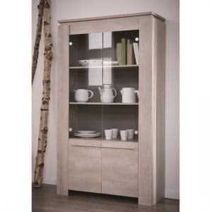 Portland Glass Display Cabinet In Champagne Oak With 4 Doors