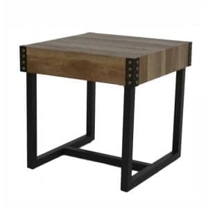 Stacey Wooden Square End Table With Black Metal Legs - UK