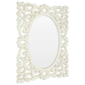 Stains Lace Design Wall Bedroom Mirror In Weathered White Frame