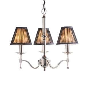 Stanford 3 Lights Pendant In Nickel With Black Shades - UK