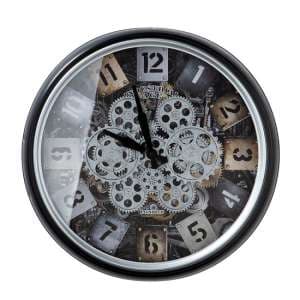 Starls Glass Wall Clock With Black And Silver Metal Frame