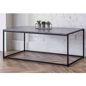Salome Metal Coffee Table In Concrete Effect - UK