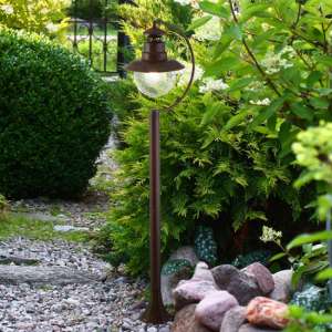 Station Outdoor Clear Acrylic Tall Post Light In Rustic Brown