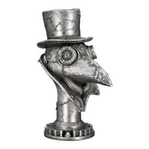Steampunk Crow Poly Sculpture In Antique Silver