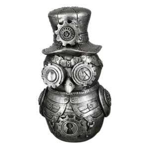 Steampunk Owl Poly Design Sculpture In Antique Silver