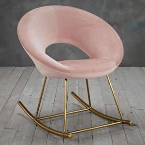 Stela Velvet Rocking Chair With Golden Legs In Vintage Pink