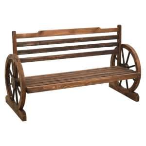 Stella 112cm Wooden Garden Seating Bench In Brown - UK