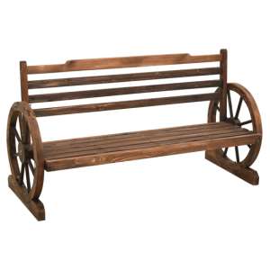 Stella 142cm Wooden Garden Seating Bench In Brown - UK