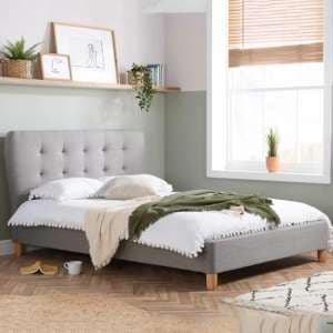 Stock Fabric Small Double Bed In Grey - UK