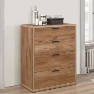 Stock Wooden Chest Of 4 Drawers In Rustic Oak - UK