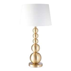 Stockas White Fabric Shade Table Lamp With Gold Metal Base