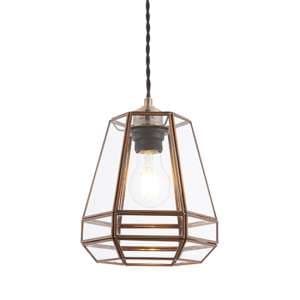 Stockheld Clear Glass Pendant Light In Antique Solid Brass - UK