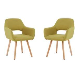 Porrima Green Dining Chair With Wooden Legs In Pair   