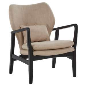 Porrima Lounge Chair In Beige With Black Wooden Frame    - UK