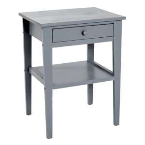 Stockton Wooden 1 Drawer Side Table In Grey - UK