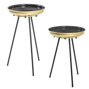 Stockton Metal Set Of 2 Side Tables In Black And Gold - UK