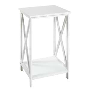 Stockton Square Wooden Side Table In White - UK