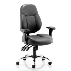 Storm Leather Office Chair In Black With Arms - UK