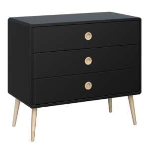 Strafford Wooden Chest Of 3 Drawers Wide In Black - UK