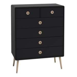 Strafford Wooden Chest Of 6 Drawers In Black - UK