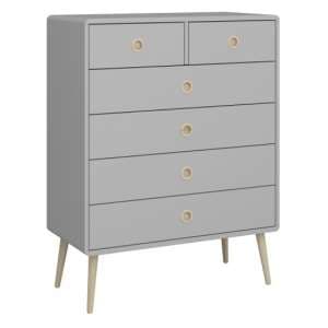 Strafford Wooden Chest Of 6 Drawers In Grey - UK