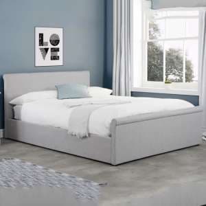 Stratos Side Ottoman Fabric King Size Bed In Grey - UK