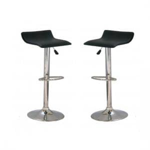 Stratos Bar Stool In Black PVC and Chrome Base In A Pair