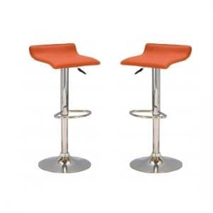 Stratos Bar Stool In Orange PVC and Chrome Base In A Pair